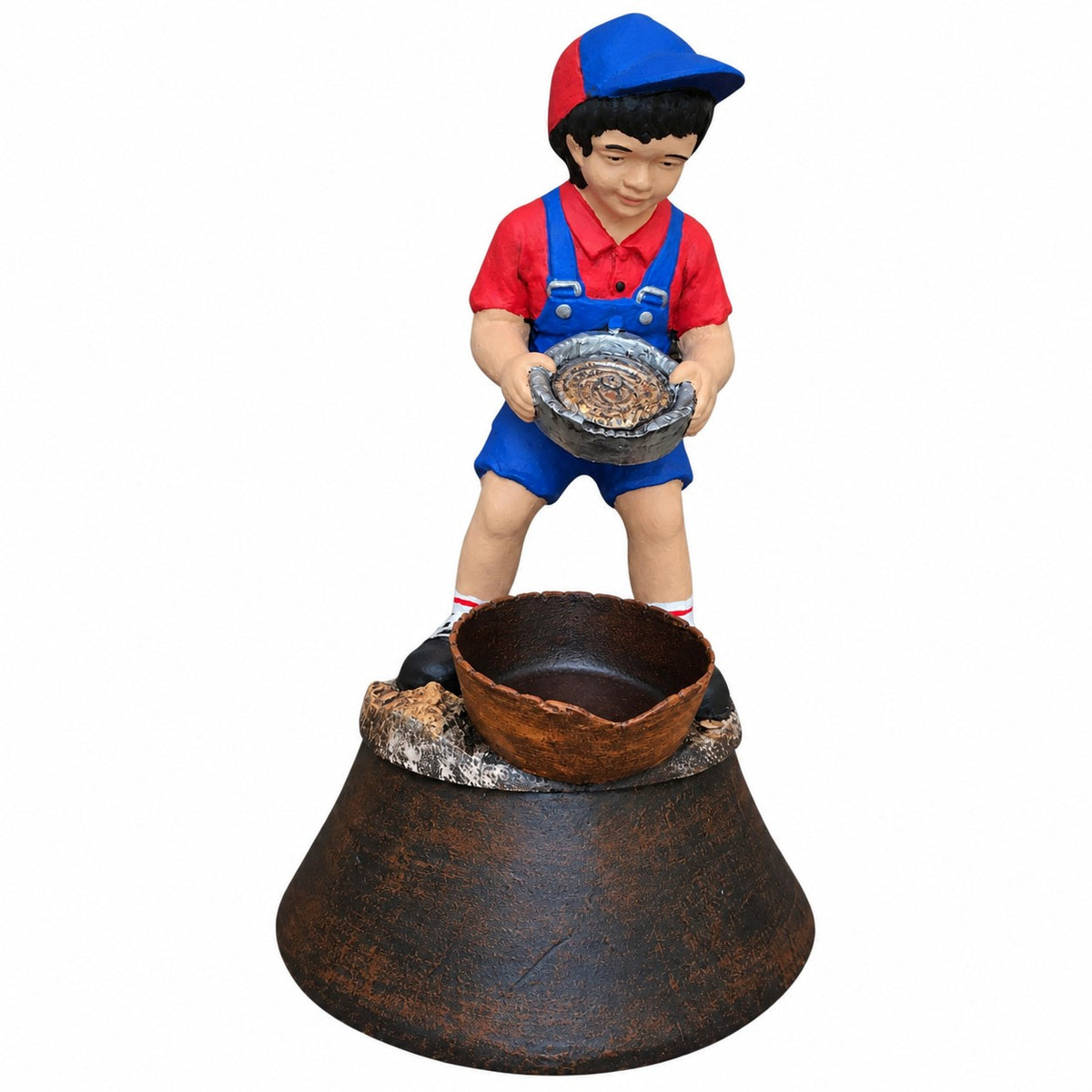 cast aluminum boy panning for gold statue for outdoor gardens