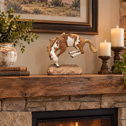 Cast aluminum bronco horse for indoor decor