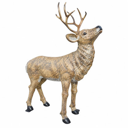 Cast aluminum buck fawn statue for yard and garden
