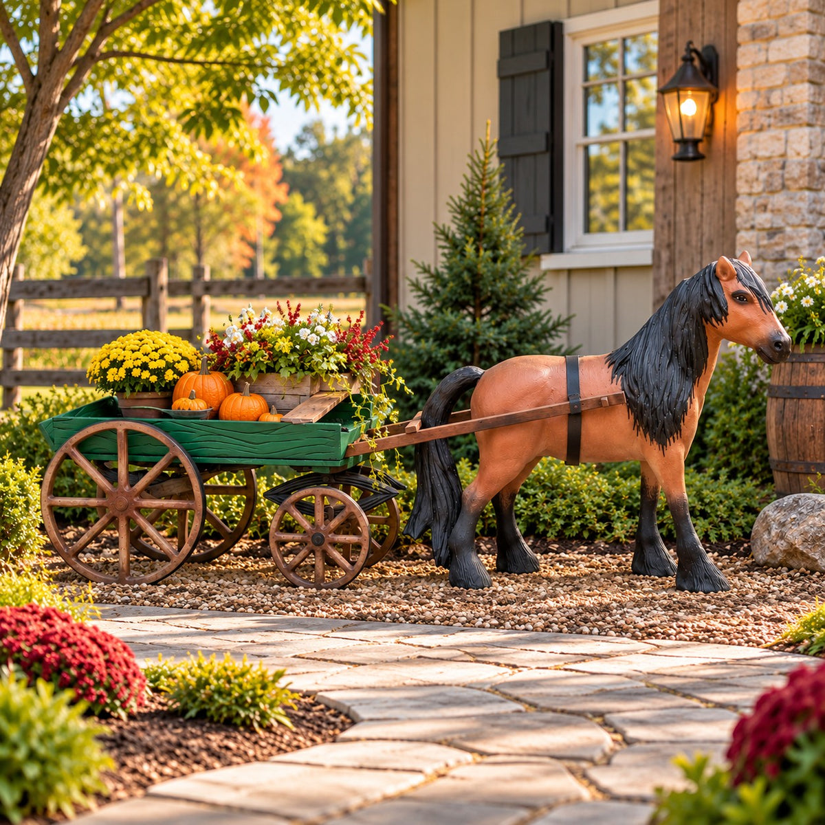 Cast aluminum buckboard wagon for any design space