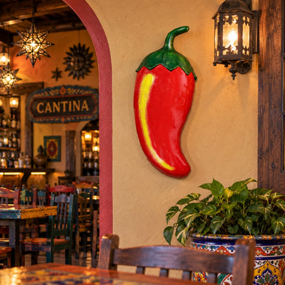 Cast aluminum chili pepper wall mount for any indoor or outdoor design space