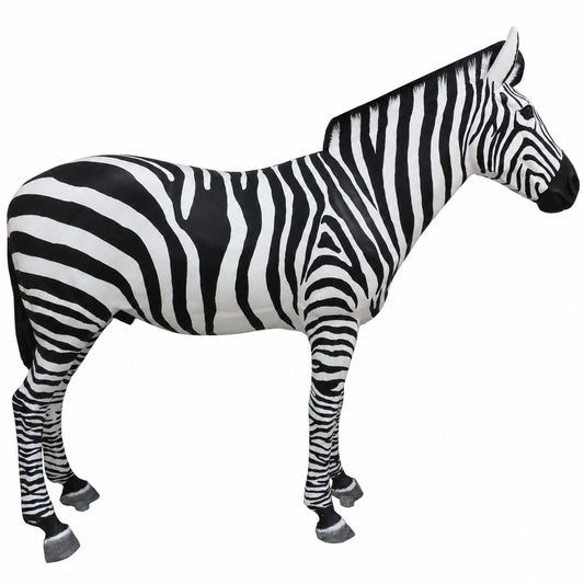 Cast aluminum full size zebra standing for residential or commercial design spaces