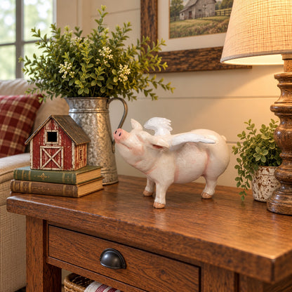 cast aluminum flying pig for home decor