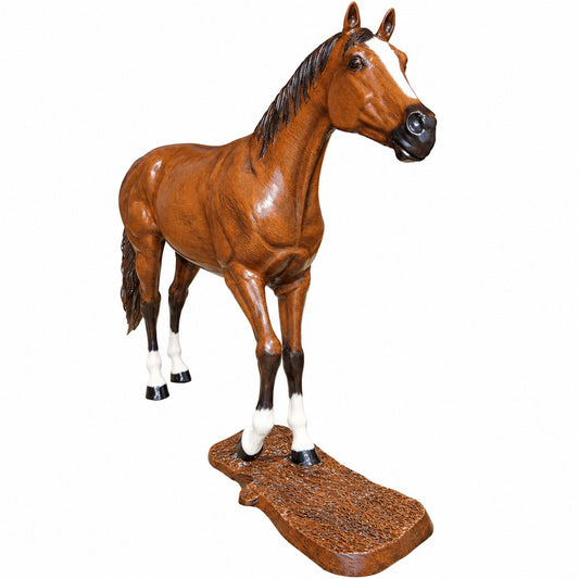 cast aluminum grazing horse with head up statue for outdoor display spaces