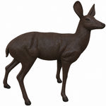 Cast aluminum large deer whitetail doe with head turned right for outdoor yards and gardens.