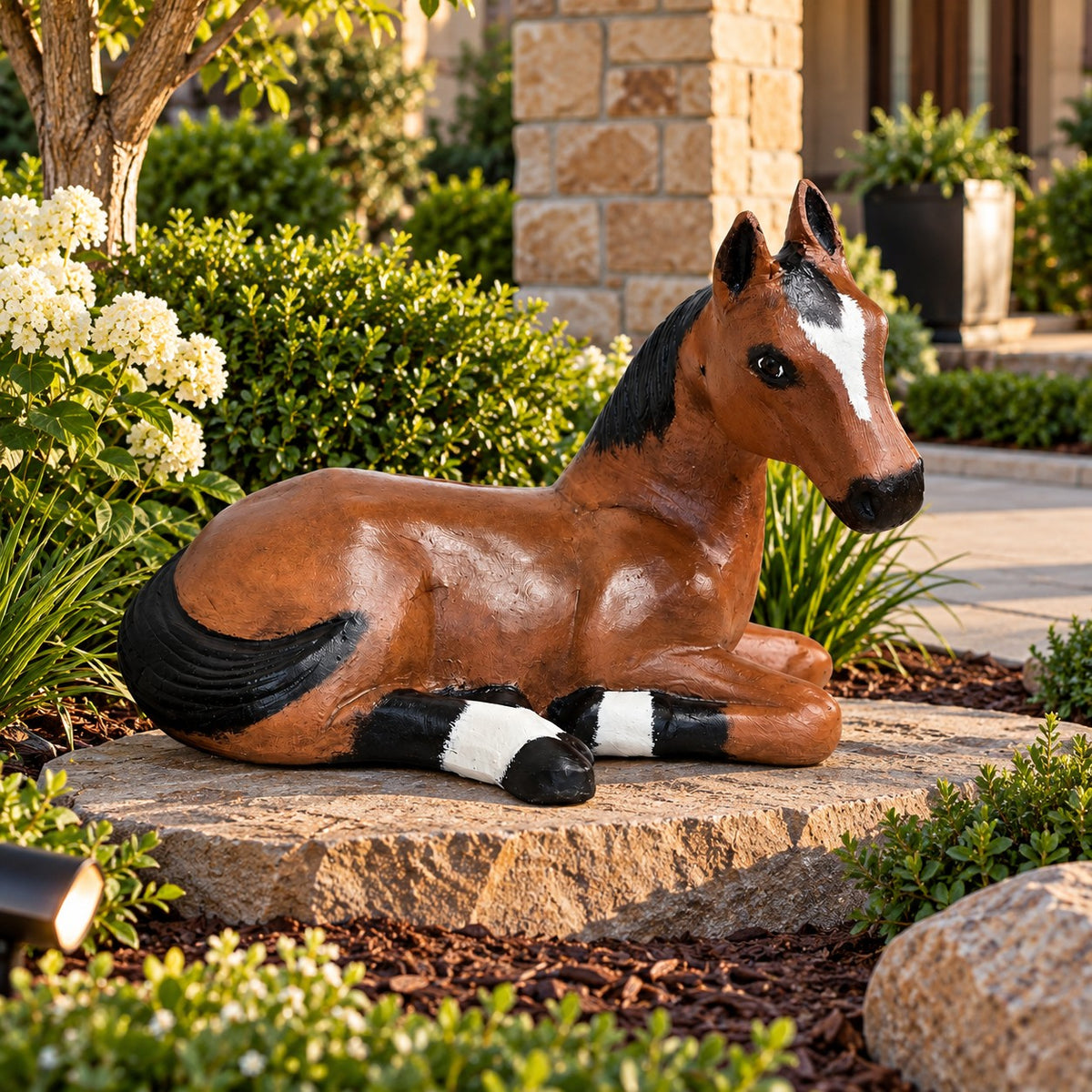cast aluminum laying down colt for home or yard decor