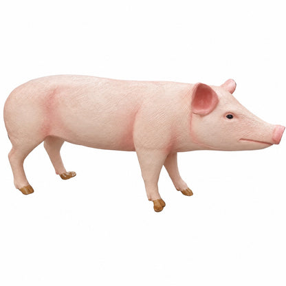 Life size standing pig made of cast aluminum for commercial or residential display