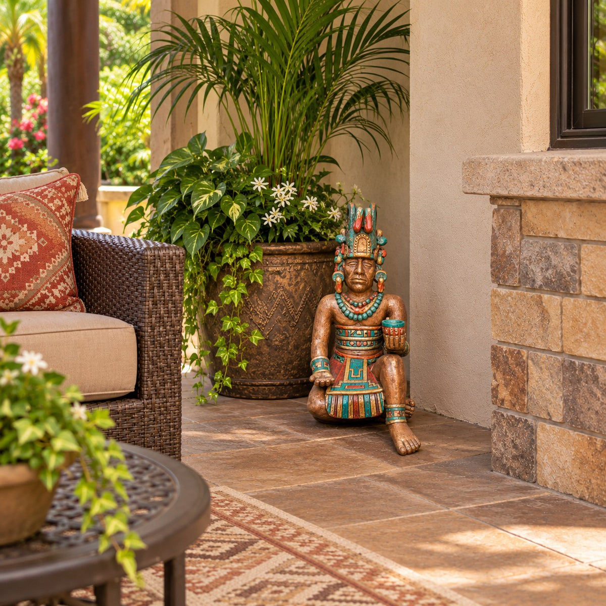cast aluminum Mayan sitting for indoor or outdoor spaces