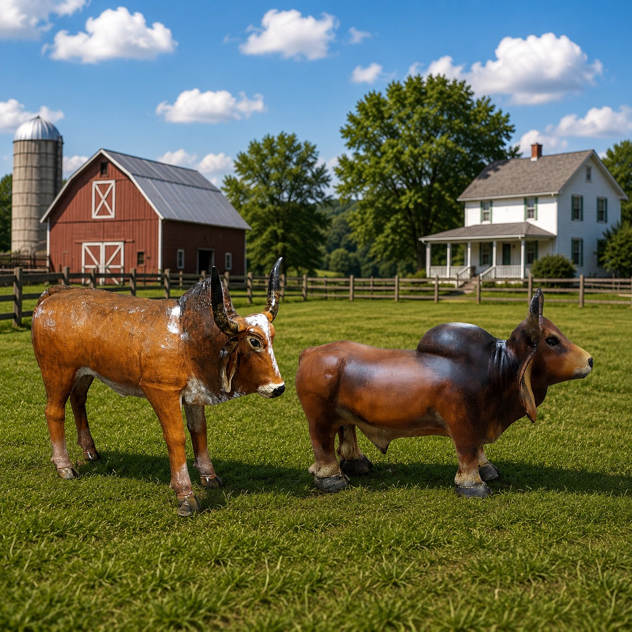 Cast aluminum medium brahma bull for any indoor or outdoor space