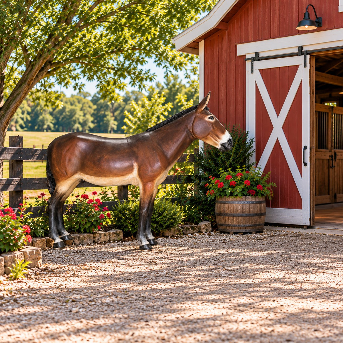 Cast aluminum mule featured in dark brown tones for residential or commercial design spaces.