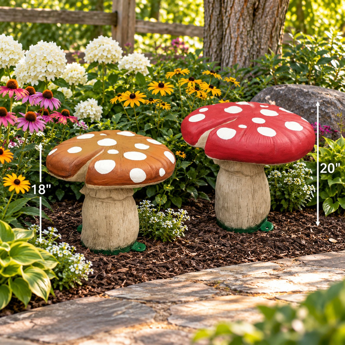 Cast aluminum mushroom for outdoor yard or garden decor