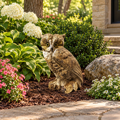 Cast aluminum owl statue with detailed feather texture, perfect for yard or home decor