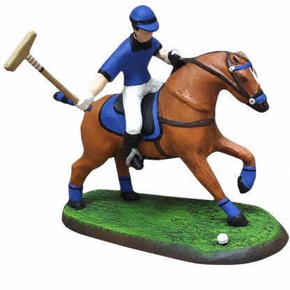 Cast aluminum polo player on horse statue for home decor