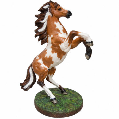 cast aluminum paint horse rearing for western home decor