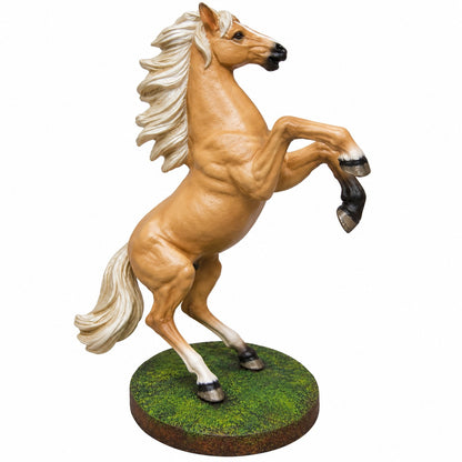 Cast aluminum rearing palomino horse for home decor