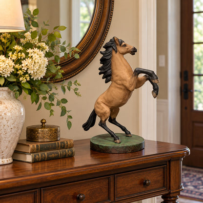 cast aluminum tan horse rearing for western home decor