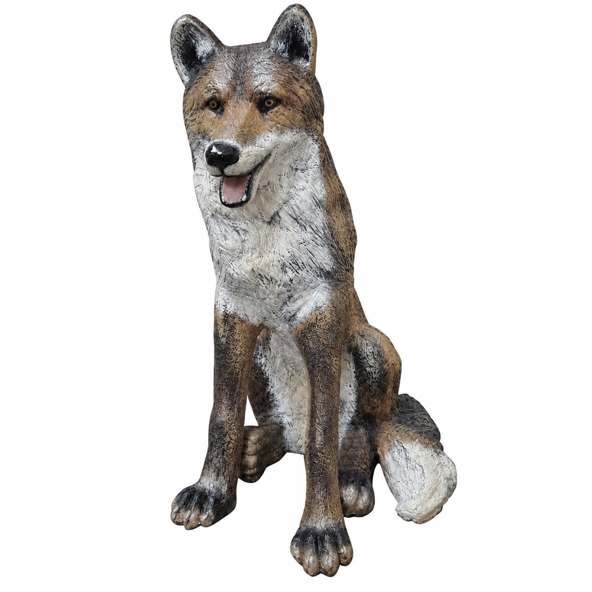 Cast aluminum fox statue for yard or home decor, detailed craftsmanship, sitting pose