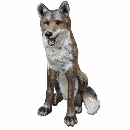 Cast aluminum fox statue for yard or home decor, detailed craftsmanship, sitting pose