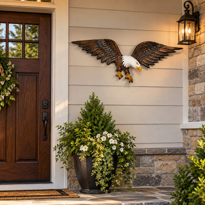 Cast aluminum small eagle wall mount for indoor or outdoor use.