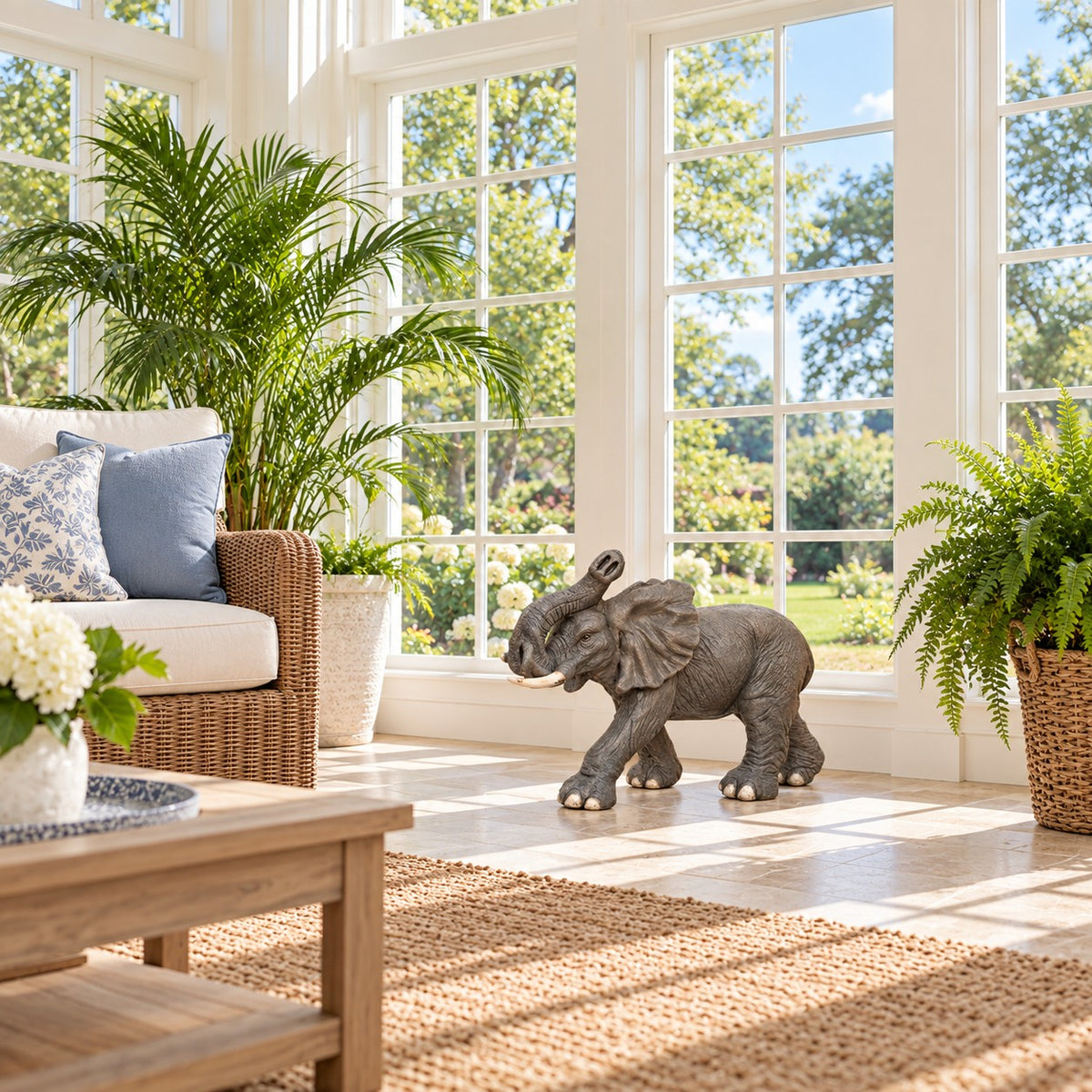 Small Elephant with Trunk by Head