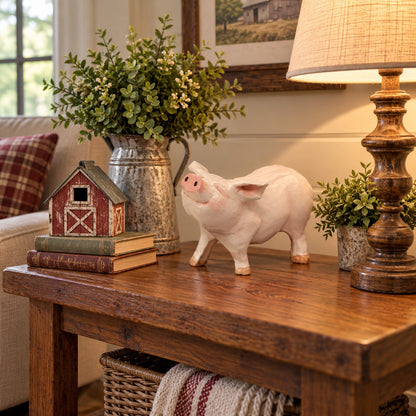 Cast aluminum standing pig for interior home design