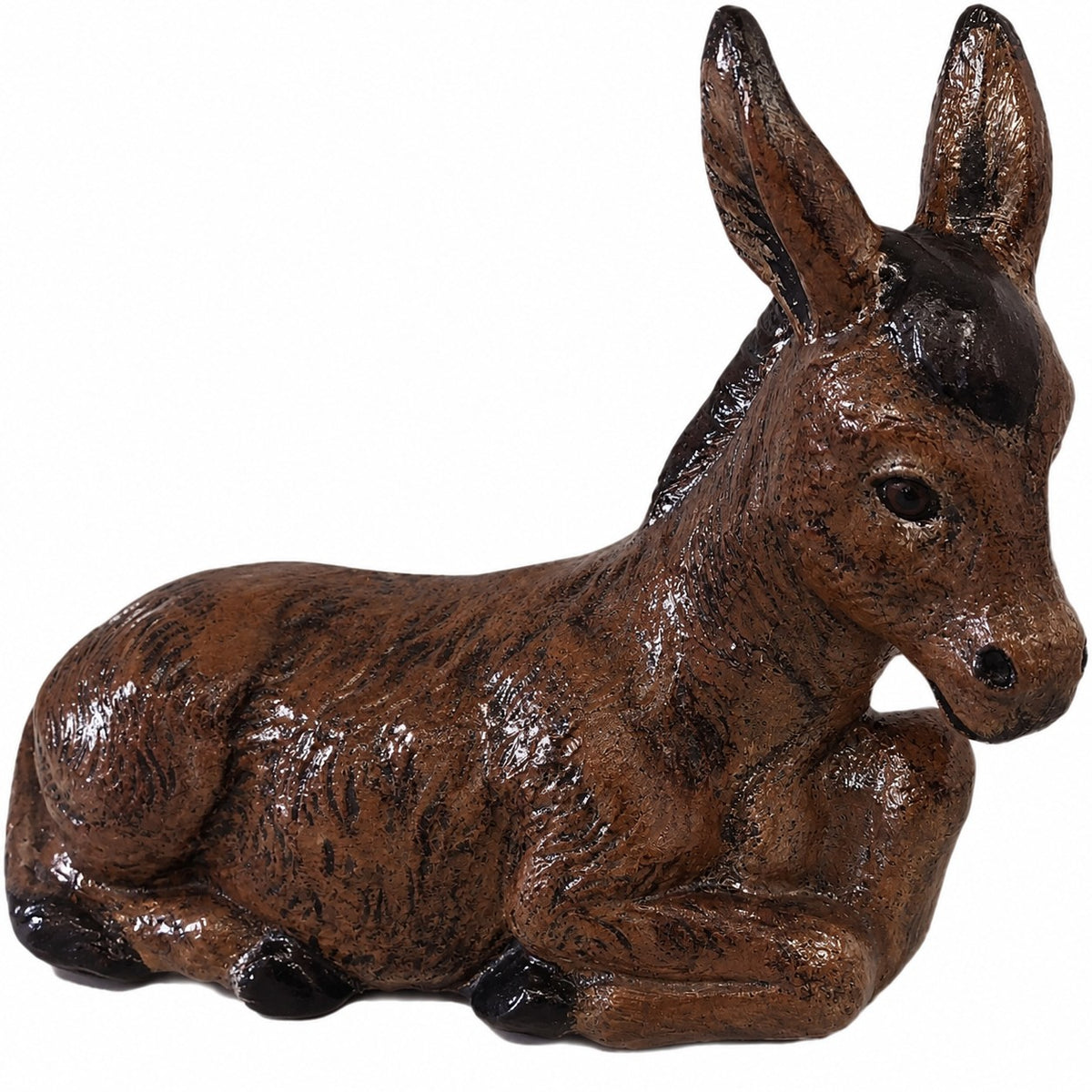 Cast aluminum table-top donkey in bronze finishes for indoor or outdoor use.