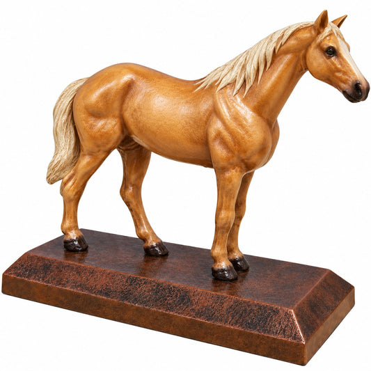 cast aluminum trophy horse on base for indoor decor