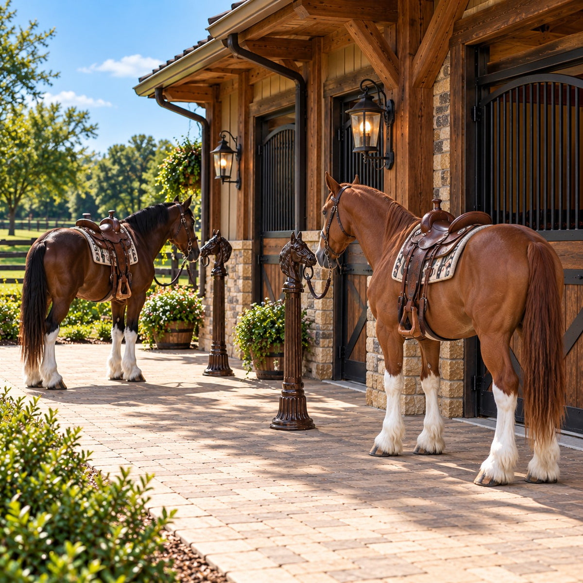 Cast aluminum horse hitching post 