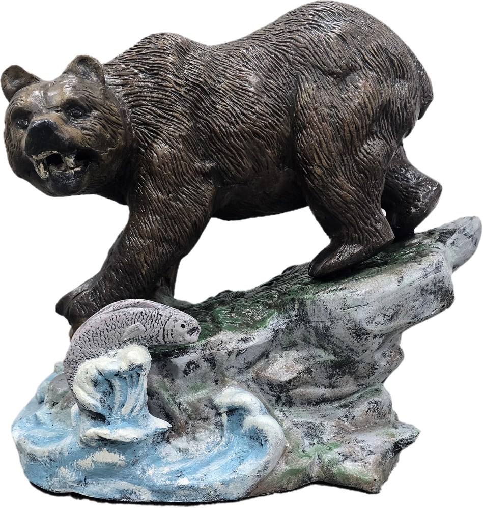 Fishing Bear on Rock - Backyard Buddies